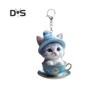 (as the picture, A) Cartoon Cat Acrylic Pendant Hanging Ornament High Durability Easy to Hang Decorative Car Rearview Mirror Keychain Pendant