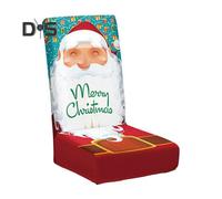 (as the picture, A) Christmas Chair Cover Dustproof Cartoon Santa Snowman Print Stretchable Fabric Anti-slip New Year Party Decoration Chair Protective Sleeves