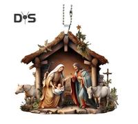 (as the picture, A) Christmas Pendant Ornament Jesus Family Prayer Scene Pendant Bright Colored Religious Symbol Pendant for Home Car