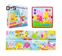 (as the picture, A) Color Matching Mosaic Pegboard Game Set Button Art Toys for Toddlers Sensory Early Learning Educational Puzzle Toy for Kids Ages 3+