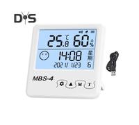 (as the picture, A) Electronic Thermometer Hygrometer LCD Display Indoor Outdoor Digital Humidity Temperature Meter Gauge Multi-functional Calendar Alarm Clock