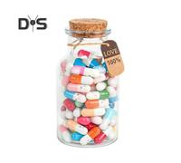 (as the picture, A) Glass Bottle with Capsules DIY Love Notes Capsules in A Bottle Secret Message Capsules Set Birthday Valentine's Day Gift for Friends Boyfriend