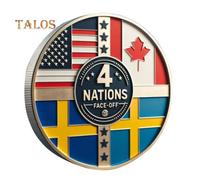 (as the picture, A) Hockey Four Nations Commemorative Coin Symbol of Hockey Glory Collectible Challenge Coin Pocket Token Gift for Hockey Game Enthusiasts