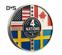 (as the picture, A) Hockey Four Nations Commemorative Coin Symbol of Hockey Glory Collectible Challenge Coin Pocket Token Gift for Hockey Game Enthusiasts