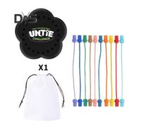 (as the picture, A) Kids Rope Untangling Game Logic Thinking Focus Training Rope Board Game Parent-children Interactive Educational Colorful Elastic Rope Unhitching Toy