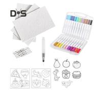 (as the picture, A) Magic Puffy Paint Kit Foam Texture Panting Paper with Markers Puffy Popcorn Texture Painting Set DIY Bubble Drawing Pens Art Supplies for Kids Adults