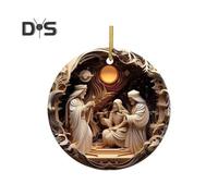 (as the picture, A) Nativity Scene Ornaments Acrylic Flat Hanging Pendant Keepsake The Birth of Jesus Decor for Christmas Tree Party Car Wall Door
