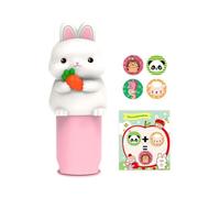 (as the picture, A Rabbit) 1 Set Kids Sticker Stamp Toy with 120/420 Stickers Picture Book Animal Learning Educational Cartoon Rabbit Tiger Seal Stamper Toddlers Boys Girls