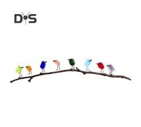(as the picture, A) Sea Glass Birds Wall Decor Mini Rainbow Birds on Branch Friendship Symbol Wall Mount Sea Glass Ornament Gift for Friends