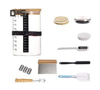 (as the picture, A) Sourdough Starter Jar Kit Large Capacity Wide Mouth BPA Free Food Grade Easy to Clean Multifunctional Glass Jar Sourdough Container