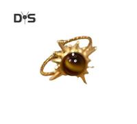 (as the picture, A) Tiger Eye Stone Ring Flower Shape Retro Golden Index Finger Ring Electroplating Geometric Wide Adjustable Opening Ring Adult Club Party Jewelry