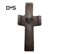 (as the picture, A) Wooden Cross-Shaped Ornament Comfort Support in Difficult Times Handcrafted Walnut Pocket Charm Figure