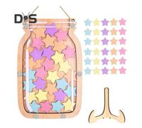 (as the picture, A) Wooden Reward Jar with 25 Colorful Stars Flowers Kids Students Potty Training Positive Behavior Chart System Home Classroom Management Tool