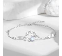 (as the picture, Adjustable size) The Little Prince Rose Bracelet, Female Pure Silver Original Design, Moonlight Stone Planet Bracelet, Korean Edition