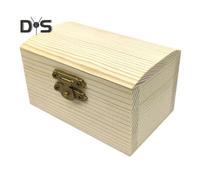 (as the picture, Angle head) Unfinished Wooden Box DIY Pine Wood Treasure Chest with Locking Clasp Hinged Lid Jewelry Storage Box for Family Friends