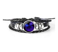 (as the picture, Aquarius) 12 Constellation Handmade Leather Bracelet Woven Multi-layer Punk Twelve Zodiac Couple Bracelet