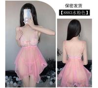 (as the picture, Average size 80-70kg) Large size sex fun fat temptation nightdress sexy sexy see-through outfit lace pure desire see-through adult open backless