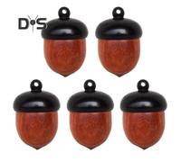 (as the picture, B) 1/5Pcs Mini Acorns Storage Box Solid Wood Pill Box Outdoor Portable Rosewood Acorns Tablets Storage Case Container Organizer Sealed Can