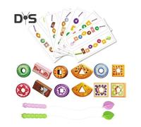 (as the picture, B) 1 Set Caterpillar Bead Threading Toy Fine Motor Skills Focus Training Preschool Learning Toddlers Educational Wooden Fruit Food Block Lacing Game
