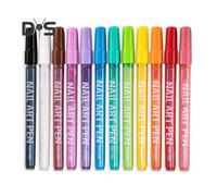 (as the picture, B) 12 Pcs Nail Art Pens Set 3D Nail Polish Pen Quick Drying Nail Point Graffiti Dotting Pen Nail Art Markers Drawing Painting Pen for Home Salon