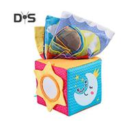 (as the picture, B) Baby Sensory Tissue Box Toy Crinkle Sound Soft Pull & Play Cube Toy Enhances Sensory Motor Skills Multi-sensory Tissue Box Kit for 0-3 Years