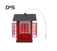 (as the picture, B) Birds Feeder for Outdoors Hanging Metal Mix Seeds Feeder with Double Suet Cage Outside Wild Birds Feeder for Garden Backyard Decor