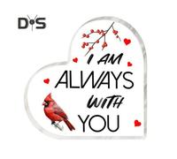 (as the picture, B) Clear Acrylic Heart Ornament Desktop Decor Printed Transparent Acrylic Block Freestanding Heart Ornament Love Gift for Her Him Valentine's Day