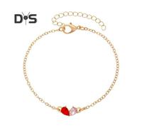 (as the picture, B) Heart Bracelets for Women Handmade Faux Diamond Color-blocking Heart Bracelet Friendship Jewelry Gift for Girls Ladies