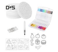 (as the picture, B) Magic Puffy Paint Kit Foam Texture Panting Paper with Markers Puffy Popcorn Texture Painting Set DIY Bubble Drawing Pens Art Supplies for Kids Adults