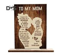(as the picture, B) Mother's Day Wooden Ornament Gift for Mom from Daughter/Son Desk Decor Standing Sign Birthday Gratitude Gift for Mom