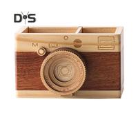 (as the picture, B) Pen Holder Camera Shape Pen Organizer Desk Art Wooden Pen Stand Pens Brushes Glasses Multi-Functional Holder