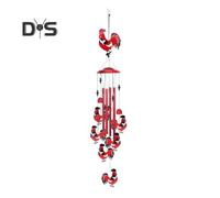 (as the picture, B) Red Bird Wind Chime with 4 Aluminum Tubes S-shaped Hook Natural Soothing Melody Vintage Garden Patio Outdoor Rooster Hanging Wind Bell Decoration