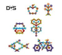 (as the picture, B) Snowflake Interlocking Building Block Toys Multi-Color Plastic Discs Building Set Early Learning Educational Toy for Kids 3+