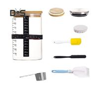 (as the picture, B) Sourdough Starter Jar Kit Large Capacity Wide Mouth BPA Free Food Grade Easy to Clean Multifunctional Glass Jar Sourdough Container