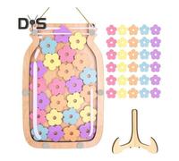 (as the picture, B) Wooden Reward Jar with 25 Colorful Stars Flowers Kids Students Potty Training Positive Behavior Chart System Home Classroom Management Tool