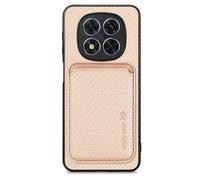 (as the picture, Beige) For Xiaomi Redmi Note 14 Pro 5g/poco X7 5g Case Carbon Fiber Leather Back Cover With Detachable Card Bag