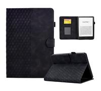 (as the picture, Black) For Amazon Kindle Paperwhite (2024) Case Card Slots Leather E-reader Cover Block Pattern
