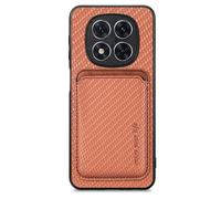 (as the picture, Brown) For Xiaomi Redmi Note 14 Pro 5g/poco X7 5g Case Carbon Fiber Leather Back Cover With Detachable Card Bag
