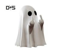 (as the picture, C) 1/2/5Pcs Halloween Ghost Figurine Spooky Love Heart Middle Finger Little Ghost Resin Statue Sculpture Home Office Desktop Decoration Ornament