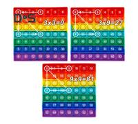 (as the picture, C) 1/3Pcs Popping Bubble Rainbow Hundreds Chart Kids Number 100 Counting Sensory Toy Stress Relief Square Silicone Number Board Kids Teachers Math