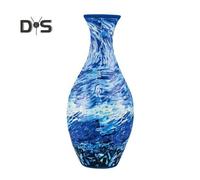 (as the picture, C) 3D Jigsaw Puzzle Vase DIY Handmade Flower Castle Sea Wave Boat Print Floral Plants Holder Container Kids Educational Puzzle Building Toy