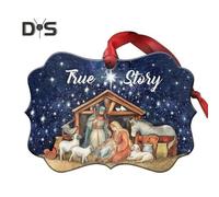 (as the picture, C) Christmas Jesus Nativity True Story Ornament Xmas Tree Hanging Decoration 2D Flat Acrylic Pendant for Christmas New Year Celebrations
