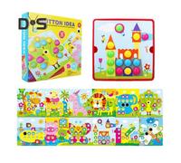 (as the picture, C) Color Matching Mosaic Pegboard Game Set Button Art Toys for Toddlers Sensory Early Learning Educational Puzzle Toy for Kids Ages 3+