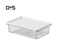 (as the picture, C) Food Preservation Box Stackable Freezer Fridge Organizer with Lid Anti-Frost Reusable Food Containers for Meal Prep Week Herb Storage