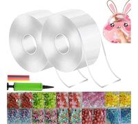 (as the picture, c) Nano Tape Bubble Kit, Double Sided Tape Plastic Bubble, Super Elastic Bubble Balloons With Inflator And 20 Pack Bubble Filling