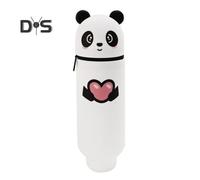 (as the picture, C) Pencil Case Desktop Stand Up Pen Holder Cartoon Animal Design Silicone Pencil Storage Bag for Home School Office Supplies