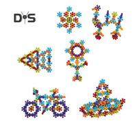 (as the picture, C) Snowflake Interlocking Building Block Toys Multi-Color Plastic Discs Building Set Early Learning Educational Toy for Kids 3+