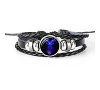 (as the picture, Capricorn) 12 Constellation Handmade Leather Bracelet Woven Multi-layer Punk Twelve Zodiac Couple Bracelet