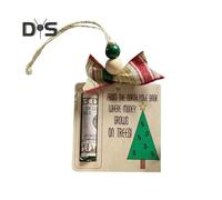 (as the picture, Christmas Tree) Handmade Wooden Money Holder Christmas Tree Reindeer Money Clip Wallet Ornament with Blessing Placing Money Dispenser for Christmas Tree Home