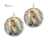 (as the picture, D) 1/2Pcs Acrylic Blessed Virgin Mary Ornament with Lanyard Home Office Indoor Christmas Tree Hanging 2D Flat Our Lady Decoration Round Catholic